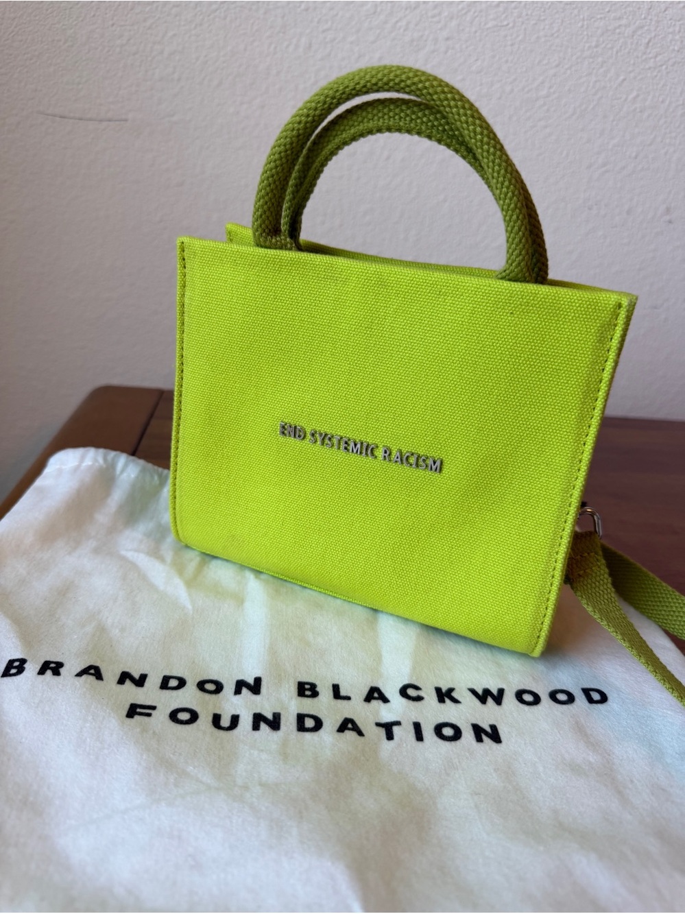 Brandon Blackwood Neon Green Canvas Mini Top-Handle Bag